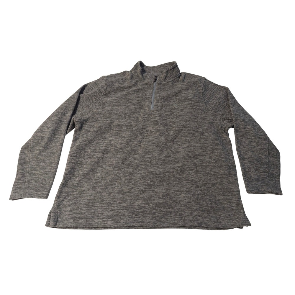 Tommy Bahama Men XXL Quarter Zip Pullover Charcoal Grey Space Dye Heathered Logo